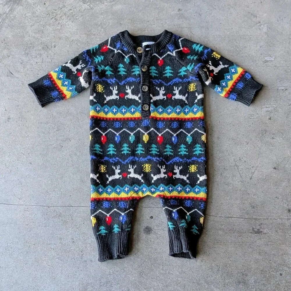 Hanna Andersson Baby Holiday Romper in Combed Cotton Very Merry size 3-6M